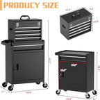 5-Drawer Rolling Tool Chest,Garage Storage Tool Box with Wheels,Lockable and Detachable Tool Cabinet,Heavy Duty Metal Tool Cart with Wheels for Garage,Warehouse,Workshop (Black)