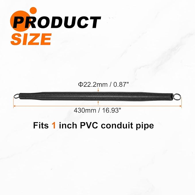 HARFINGTON PVC Spring Tube Bender 22.2mm OD 430mm Long C Type Conduit Pipe Bender Bending Spring for Pipe Bending Devices in Home Hydropower, Black