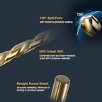 BeHappy 5/16" Cobalt Drill Bit Set (10Pcs), M35 HSS, 135 Degree Tip, Twist Jobber Length for Hardened Metal, Stainless Steel, Cast Iron, Wood, and Plastics, with Index Storage Case