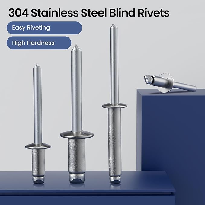 90pcs 3/16" x5/8" Stainless Blind Rivets,Pop Rivets,304 Stainless Steel Grip and Steel Mandrel, 4.8 x 16mm