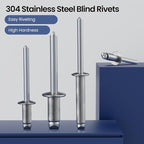 110pcs 3/16" x3/8" Stainless Blind Rivets,Pop Rivets,304 Stainless Steel Grip and Steel Mandrel, 4.8 x 10mm