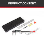 6 Inch/ 150mm IP54 Grade Stainless Steel Digital Caliper & Stainless Steel Rule, Inch/Millimeter/Fraction Conversion, IP 54 Splash Proof Protection Design, Large LCD Screen