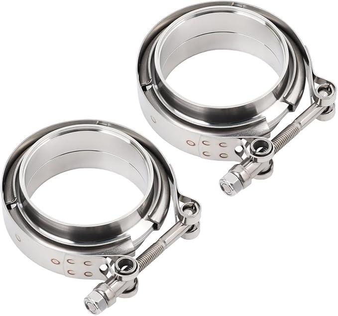 LokoCar 3.0 Inch V Band Clamp with Flange Male Female Stainless Steel 2Pcs