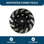 Benchmark Abrasives Grinding Wheels 4 1/2 Inch Threaded Swirly Turbo Diamond Cup Wheel with 5/8"-11 Arbor Hole for Masonry, Natural Stone, Concrete Grinding Wheel - Angle Grinder Attachments (4.5”)