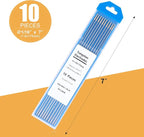 TIG Welding Tungsten Electrodes Tungsten Service 10-Pack（Gold - 1.5% Lanthanated Tungsten 1/16"）