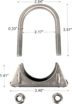 2 Inch Clamps Heavy Duty 2" Stainless Steel U Bolt Muffer Exhaust Clamp Hanger for Pipes (51mm)