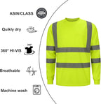 High Visibility Class 3 T Shits, Hi vis Safety Shirts with Reflective Strips and Pocket, Long Sleeve Quick Dry Mesh Construction Work Shirt for Men/Women Lime.6XL