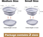 Collapsible Wash Basin Set of 2, Foldable Small Medium Size Wash Basin, Portable Plastic Basins for Laundry, Bottles, Travel, Camping (Light Blue)