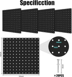 Peg Board, 4 Pack Metal Pegboard Panels Black Pegboards Wall Organizer with Bent Frame Large Heavy Duty Peg Board for Walls Home, Garage Tool Storage, Office Organization, Craft Room, Kitchen