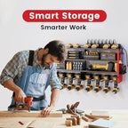 4 Layers Power Tool Organizer Wall Mount with Power Strip, Heavy Duty Metal Shelf, 400lbs Capacity for Cordless Drills, Batteries & Garage Storage (8 Slots with 8 Outlets Power Strip)