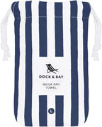 Dock & Bay Beach Towel - Quick Dry, Sand Free - Compact, Lightweight - 100% Recycled - Includes Bag - Cabana - Whitsunday Blue - Extra Large (200x90cm, 78x35)