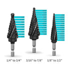 Cobalt Steel Step Drill Bit Set - 3PCS 30 Sizes for Metal, Impact-Ready Step Bits for Steel with Titanium Coating & Aluminum Case | Professional Metal Drill Bit Kit(3pc)