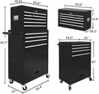 13-Drawer Tool Chest with Wheels,2 in 1 Detachable Rolling Tool Chests with Drawers,Large Tool Box with Lock,Mobile Steel Tool Cabinet Storage for Warehouse,Garage-Black