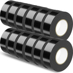 SWRT 12 Pack Black Electrical Tape Waterproof, 0.75 in x 66 FT High Temp Electric Tape Under 600V for All Weather - UV Protection - Flame Retardant