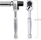 Neiko 03029A 1/2" Scaffold Ratchet Wrench | 9.5” Length | 36 Tooth Hammer Tip Head | Includes 7/8” 6 Point Deep Socket | Cr-V Steel …