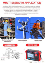 Digital Insulation Resistance Tester 100V-1000V /0.06MΩ-50.00GΩ Megohm Tester Auto Ranging 2000 Counts 2V~750V AC/DC Voltmeter with 500 Data Storage LCD Display(ZC-501)