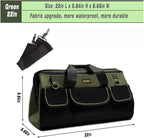 22-inch Wide Mouth Tool Bag with Water Proof Molded Base, Wide Mouth Tool Tote Bag, Waterproof Tool Organizer Bag for Men with Adjustable Shoulder Strap(No Bottom Shell)