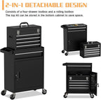 5-Drawer Rolling Tool Chest,Garage Storage Tool Box with Wheels,Lockable and Detachable Tool Cabinet,Heavy Duty Metal Tool Cart with Wheels for Garage,Warehouse,Workshop (Black)