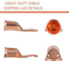 10pcs 4/0 AWG-3/8”(M10) Ring Terminals 0000 Gauge Copper Wire Lugs Battery Cable Ends Heavy Duty Battery Cable Terminal Connectors