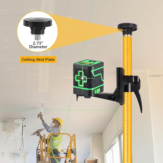MOETER 13.8 Ft/4.2M Telescoping Laser Level Pole with Tripod - Adjustable Laser Level Stand for Rotary and Line Laser Level, Includes 1/4"-20 Mount & 5/8"-11 Adapter