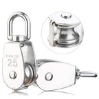 Rocaris 6 Pack M25 Lifting Single Pulley Roller Loading 330Ibs, 304 Stainless Steel Heavy Duty Single Wheel Swivel Lifting Rope Pulley Block