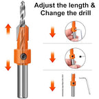 Lytool Countersink Drill Bit Set,5 Pcs Counter Sink Bits for Wood,Tapered Drill Bits for Woodworking,Round Shank,Allen Wrench, Wood Screw Counter Sinker Drill Bits with Depth Stop,Pilot Screw Hole Set