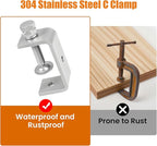 2-9/16 Inch C Clamps, 2 Pack 304 Stainless Steel C Clamps for Woodworking and Welding, Stable Wide Jaw Opening Tiger Clamp for Construction Household Mount(65mm)