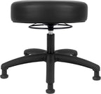 Chair Master 17" Round Vinyl Fabric Stool, Table Height, 360 deg Level Activation, Heavy Duty, Lab, Medical, Garage, Home, Spa, Cleanroom (Glides, Black)