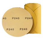 S SATC Premium Gold Sandpaper 6 Inch 100 PCS Sanding Discs 240 Grit Self Adhesive Stickyback Sandpaper Roll Aluminum Oxide PSA Sandpaper Discs for Wood, Metal, and Car Paint