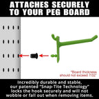 PegPro® 2" Hooks Kit for Standard “Wood Fiber” pegboard – Durable Plastic Pegboard Hooks - for Garage, Kitchen, Craft Room, and More (2" Hook - 24 Pack, Kiwi)