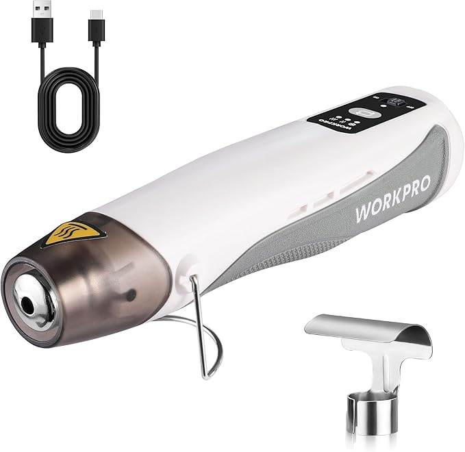 WORKPRO 7.2V Mini Cordless Heat Gun, 680℉ Hot Air Gun with Reflector Nozzle, 3 Temp Settings - Cool Air, 302℉(150℃)/680℉(360℃), Fully Ceramic Heating Core for Craft Embossing