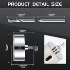 3-3/4inch | 95mm Diamond Hole Saw with Center Drill bit and Diamond-Coated Center Drill bit for Ceramic Glass Marble Fiberglass Granite and Porcelain Tiles by CENYB