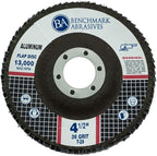 Benchmark Abrasives 4.5" x 7/8" Stearate Coated Type 29 Flap Discs for Aluminum or Other Soft Metals, Angle Grinder Discs for Sanding, Finishing, Grinding, Deburring (10 Pack) - 36 Grit