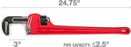 Steelman Heavy-Duty Cast Iron Straight Handle Pipe Wrench (24-Inch, Red;Silver)