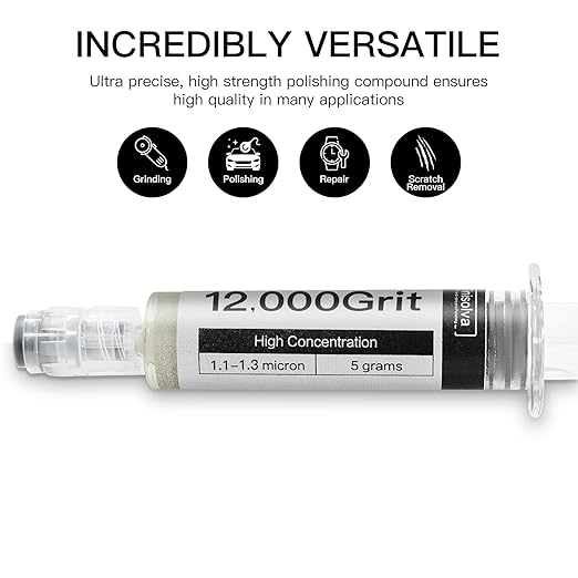 Diamond Polishing Compound Lapping Compound 12,000 Grit 1.1.-1.3 Microns with 30% Concentration of Diamond Powders Diamond Stropping Paste for Glass Marble Metal Resin Rock Jewelry Watch