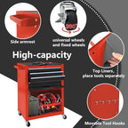 13 Drawers Tool Chest with Wheels,Large Capacity Tool Storage Cabinet with Tool Box, Locking Mechanical Tool Cart with Liner,Suitable for Garages, Warehouses-Black&Red