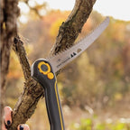 Woodland Tools Duralight Folding Saw – Curved Pruning Saw with Hardened Steel Blade, 3-Position Lock, Soft Grip Handle – Manual Tool for Tree Trimming, Branch Cutting, and Yard Work