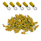 ANGSTROM #6 Bolt Ring Terminals, Insulated Electrical Crimp Connectors 100pcs (12-10ga Yellow)