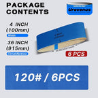 4 x 36 Inch Sanding Belts, 6 Pcs 120 Grit, Zirconia Sanding Belts for Fine Finishing, Metal Polishing, Woodworking