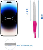 Metal Nail Files with Sharp Pointed Tip Made of Stainless Steel Non Slip Handle, Nail File Double Sided Sapphire Grit for Natural Nails Fingernails limas de uñas metálicas Color Pink (6 Pcs)