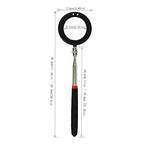 Telescoping Inspection Circular Mirror with 2 LED Light and Mirror on a Stick and Extendable Mechanic Tool for Automotive,50mm Circular Mirror 360 Swivel for Extra Viewing