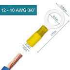 60 PCS Heat Shrink Wire Connectors, 12-10 AWG Ring Terminals, 12-10 Gauge 3/8" Stud(M10) Automotive Marine Ring Connectors by Housun