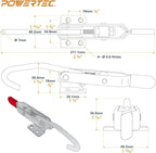 POWERTEC 2PK Toggle Clamp with J Hook, 375 lbs Holding Capacity, 451 Adjustable Pull Action Latch for Smoker, Tool Box, Woodworking Jigs and Fixtures, Cabinet, Lids, Door, Truck (20308-P2)