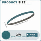 HARFINGTON 1/2 x 18 Inch Sanding Belts, 10 Pcs 240 Grit Zirconia Abrasive Belt Sander File Belt for Woodworking, Metal Polishing, Knife Sharpener