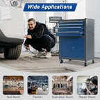 13-Drawer Tool Chest with Double Door and Wheels, Large Detachable Tool Box with Sliding Drawers, Mechanic Toolbox Storage Cabinets, Metal Tool Cart for Garage Workshop (Blue＆Grey)