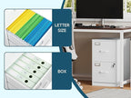 MIIIKO 2 Drawer Filing Cabinet with Lock, Metal Vertical File Cabinets for Home Office, Lockable File Storage Cabinets Under Desk, Letter/A4 File Folders Storage（White-Assembly Required