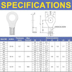 haisstronica 100pcs #8 Ring Terminals,AWG 22-16 Brazed Seam Non-Insulated Copper Wire Connectors