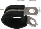 1/4" Cable Clamp Stainless Steel Rubber Cushioned Insulated Metal Clamp, Tube Holder for Tube, Pipe or Wire Cord Installation (12 Pack)