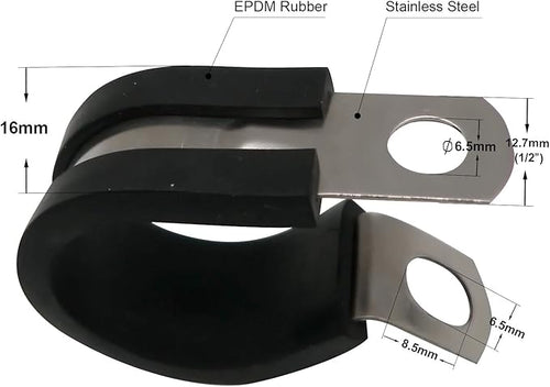 1/4" Cable Clamp Stainless Steel Rubber Cushioned Insulated Metal Clamp, Tube Holder for Tube, Pipe or Wire Cord Installation (12 Pack)