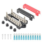 12V 12x8# Power Distribution Terminal Block Battery BusBar Set Negative/Positive Insulated Busbar for Auto Marine Car Trailer RV Boat Motorcycle UTV ATV